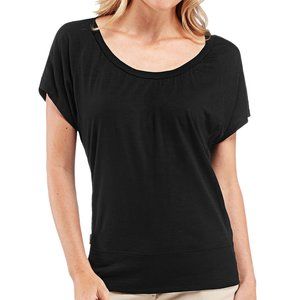 Icebreaker Allure Scoup Tee, Black, Stretch Waist